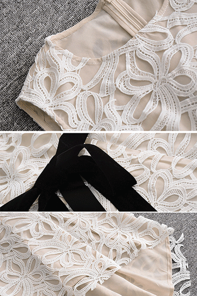 Asymmetrical White Laser Cut Lace Midi Dress
