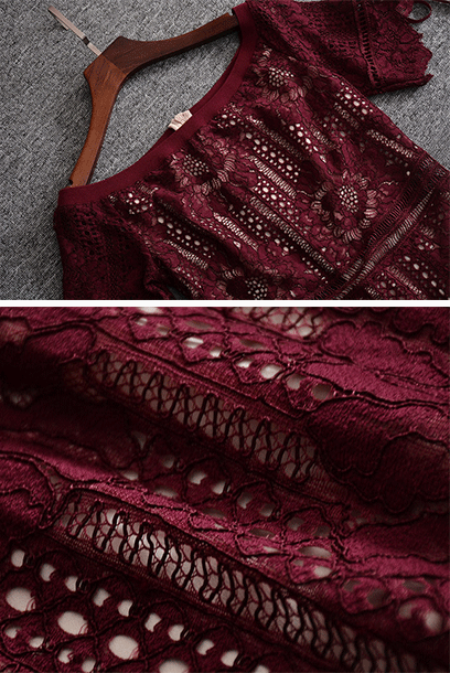 Off-the-Shoulder Red Lace Mini Dress