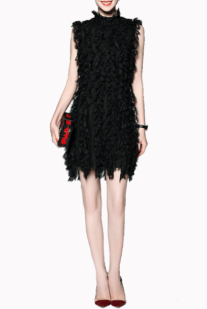 Gatsby Sleeveless 3D Fringe Lace Mini Dress