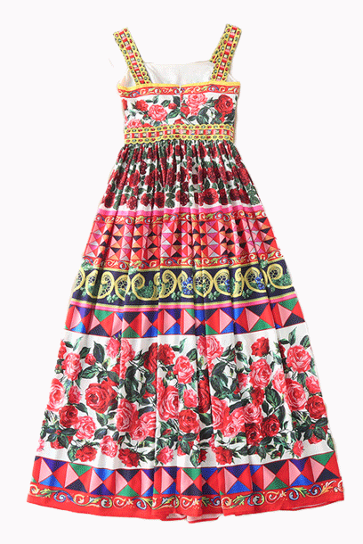 Sleeveless Apron Carretto Printed Maxi Dress