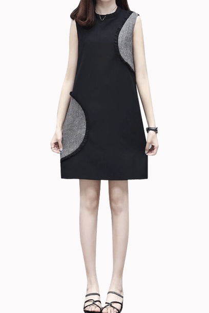 Sleeveless Patchwork A-line Dress