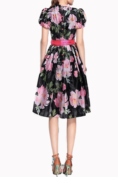 Puffed Sleeves Floral Dress