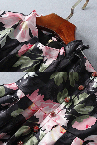 Puffed Sleeves Floral Dress