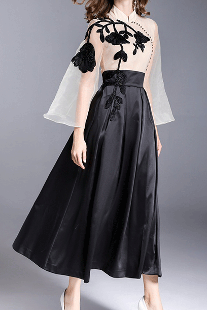 Bell Sleeves Avant Garde Modern Korean QIpao Cheongsam Dress