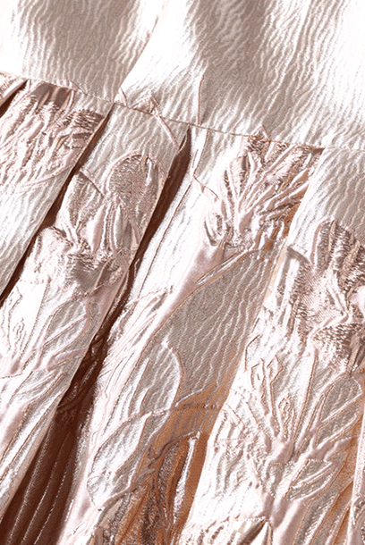 Sleeveless Gold Jacquard Fit & Flare Dress