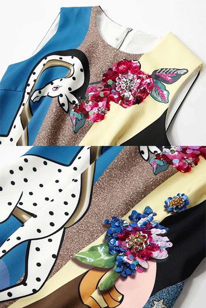 Sleeveless Giraffe Embellished Midi Dress