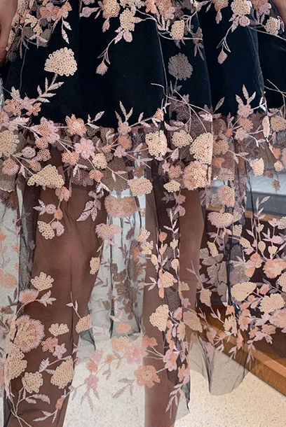 Sleeveless midnight deals floral mesh dress