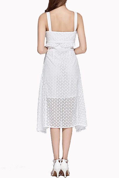Sleeveless White Eyelet Dress