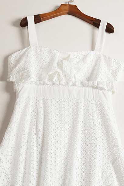 Sleeveless White Eyelet Dress