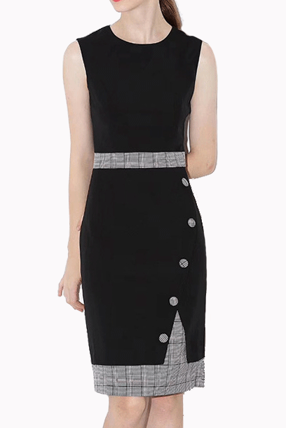 Sleeveless Houndstooth Pencil Dress