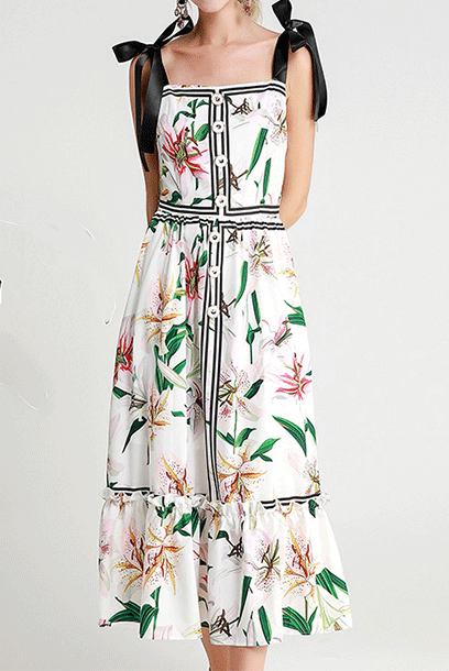 Sleeveless Lily Printed Midi Dress