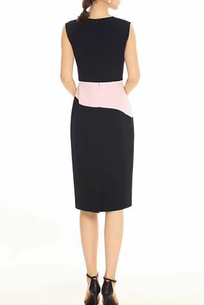 Plus Size V Neck Colourblock Pencil Dress