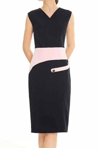 Plus Size V Neck Colourblock Pencil Dress