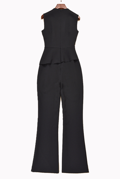 Sleeveless Asymetrical Layed Peplum Flare Playsuit Jumpsuit