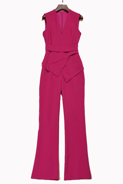 Sleeveless Asymetrical Layed Peplum Flare Playsuit Jumpsuit