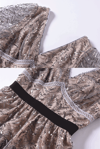 Short Sleeves Sequin Mini Dress