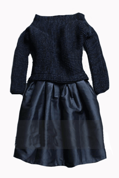 2-Piece Cross Back Skater Dress with Pullover Knitted Top