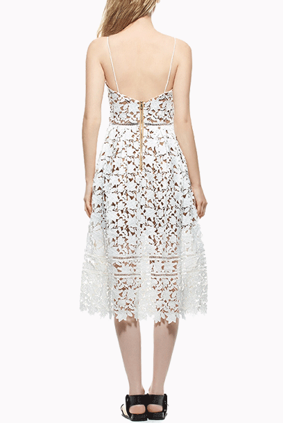 Textured Guipure Lace Midi Dress