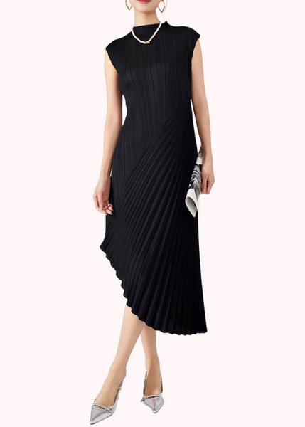 Asymmetrical Pleats Please Midi Dress