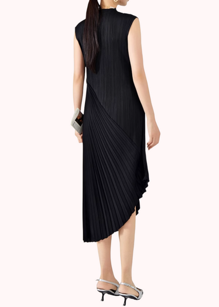 Asymmetrical Pleats Please Midi Dress