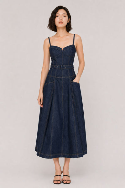 Bustier Denim Midi Dress