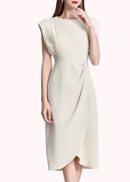 Cap Sleeves Ruched Dress