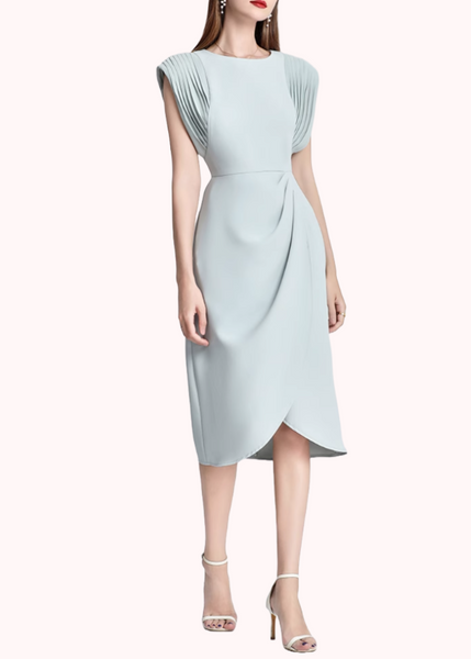 Cap Sleeves Ruched Dress