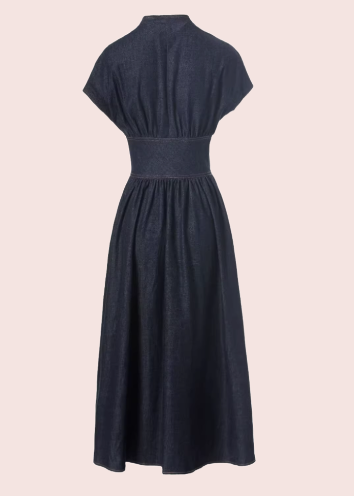 Denim Raglan Sleeves Flare Dress