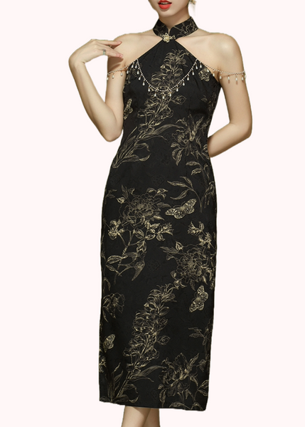 Halter Neck Floral Cheongsam