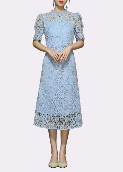 Puffed Sleeves Lace Cheongsam