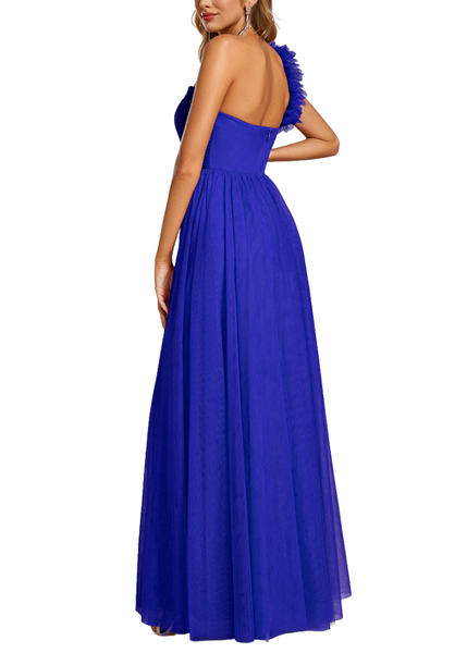 One Shoulder Ruched Sweetheart Evening Gown