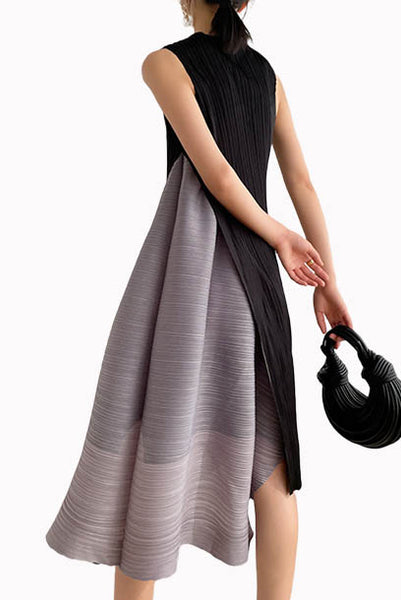 Sleeveless Pleats Please Asymmetrical Dress