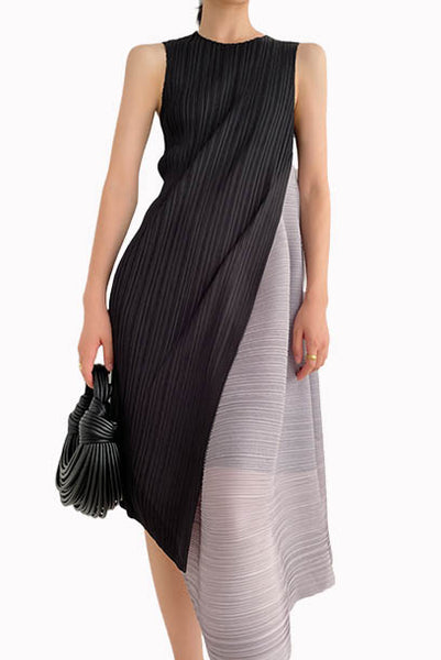 Sleeveless Pleats Please Asymmetrical Dress
