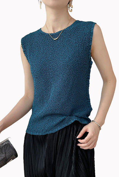 Pleats Please Sleeveless Crinkled Top