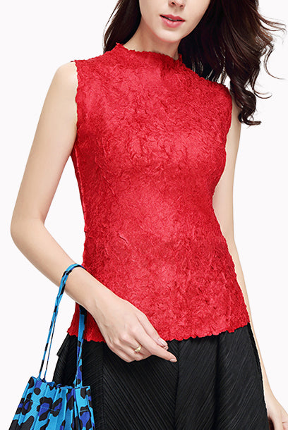 Pleats Please Sleeveless High Neck Top
