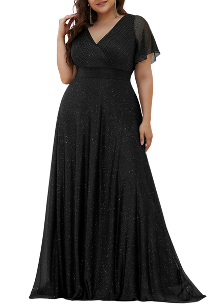 Plus Size Bell Sleeves Evening Gown
