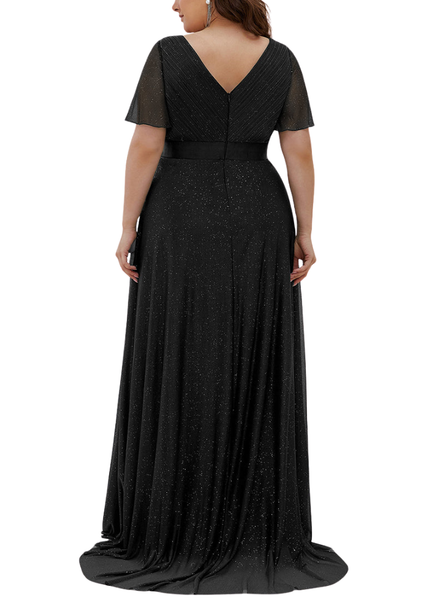 Plus Size Bell Sleeves Evening Gown