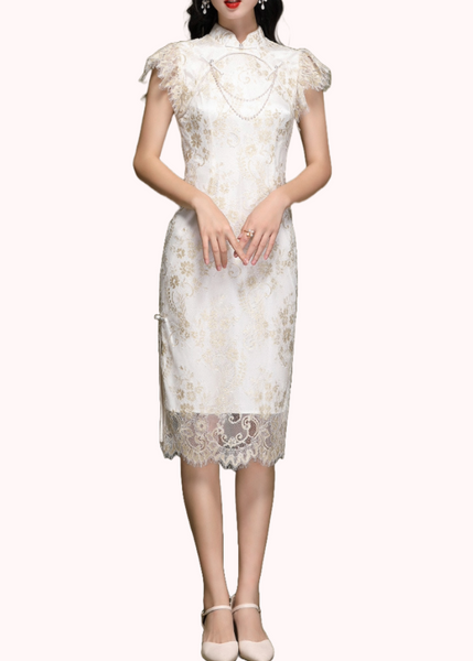 Ruffled Sleeves Lace Cheongsam