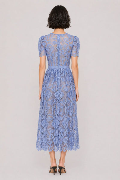 Short Sleeves Guipure Lace Maxi Dress