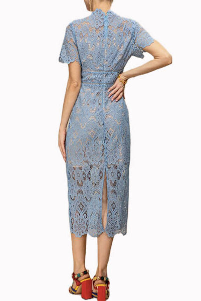 Short Sleeves Guipure Lace Pencil Dress