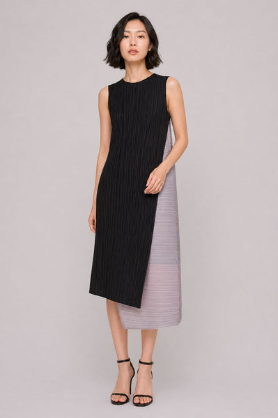 Sleeveless Plissé Pleats Asymmetrical Dress