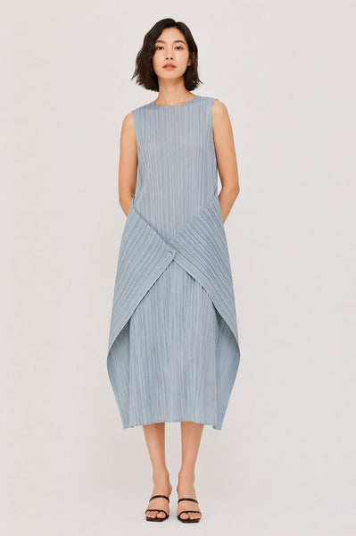 Sleeveless Plissé Pleats Midi Dress