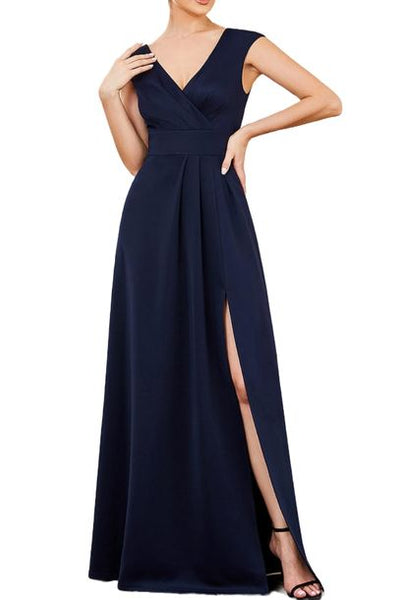 Sleeveless V Neckline Evening Gown