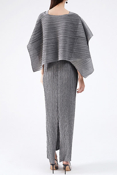 2-Piece Pleats Please Jacket & Maxi Dress Set