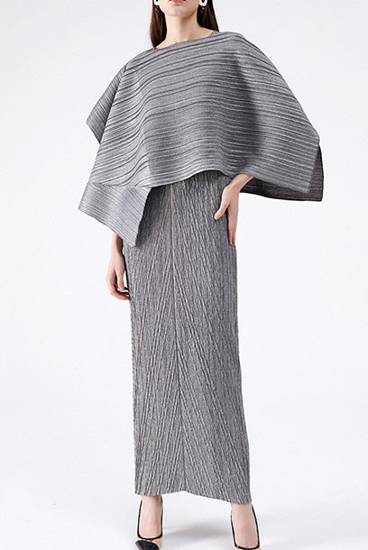 2-Piece Pleats Please Jacket & Maxi Dress Set