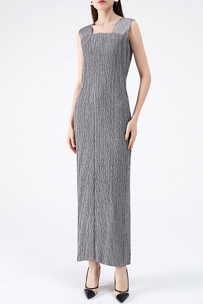 2-Piece Pleats Please Jacket & Maxi Dress Set