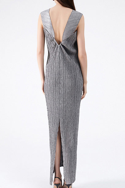 2-Piece Pleats Please Jacket & Maxi Dress Set