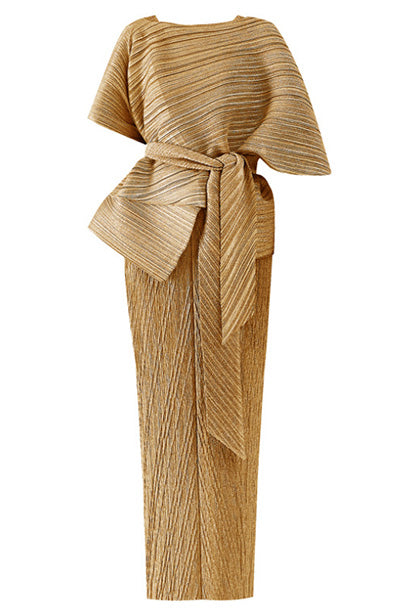 2-Piece Pleats Please Jacket & Maxi Dress Set