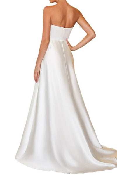 Strapless White Evening Gown
