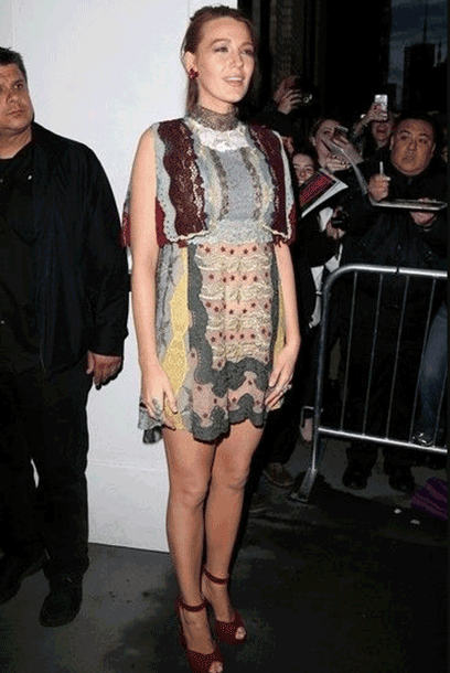 Blake Lively Patchwork Lace Skater Dress